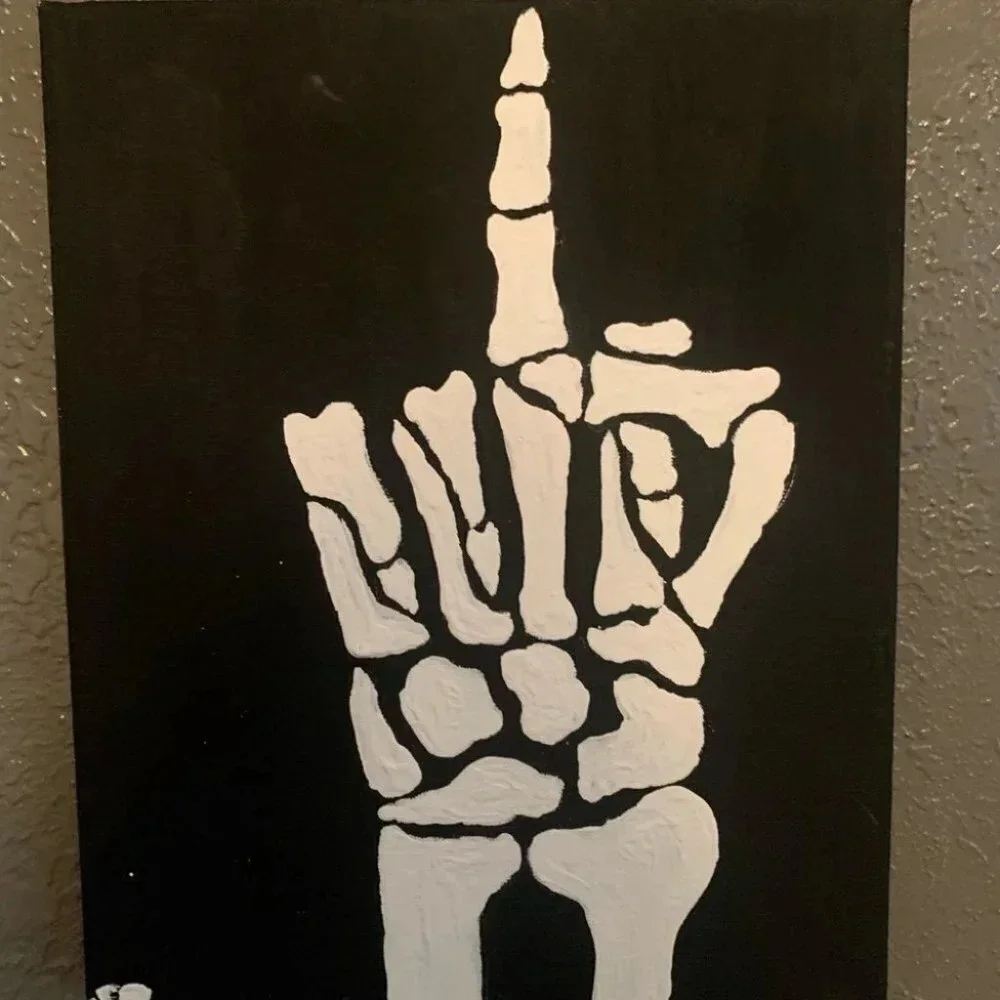 Skeleton Peace Sign Painting